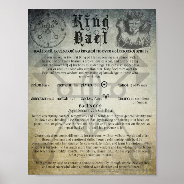 King Bael Goetia Poster (Front)
