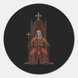 King Baldwin Iv Floral Mask Medieval Art Crusader  Classic Round Sticker