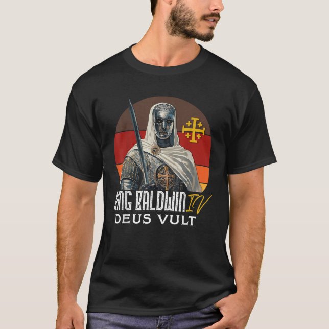 King Baldwin IV Jerusalem Cross Catholic T-Shirt (Front)