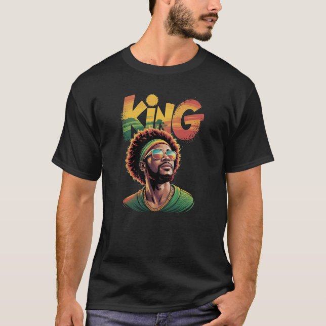 King – Black Pride Rasta Colours Design T-Shirt (Front)