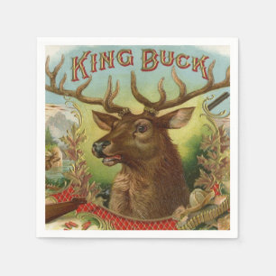 King Buck Label Deer Hunting Cabin Decor Taxidermy Napkin