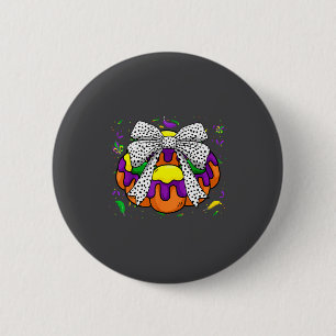 King Cake &amp; Coquette Bow Mardi Gras Fat Tuesda 6 Cm Round Badge