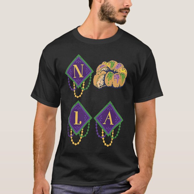King Cake Mardi Gras New Orleans Parade Shenanigan T-Shirt (Front)