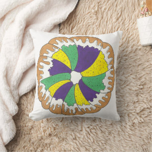 King Cake New Orleans NOLA Mardi Gras Carnival Cushion