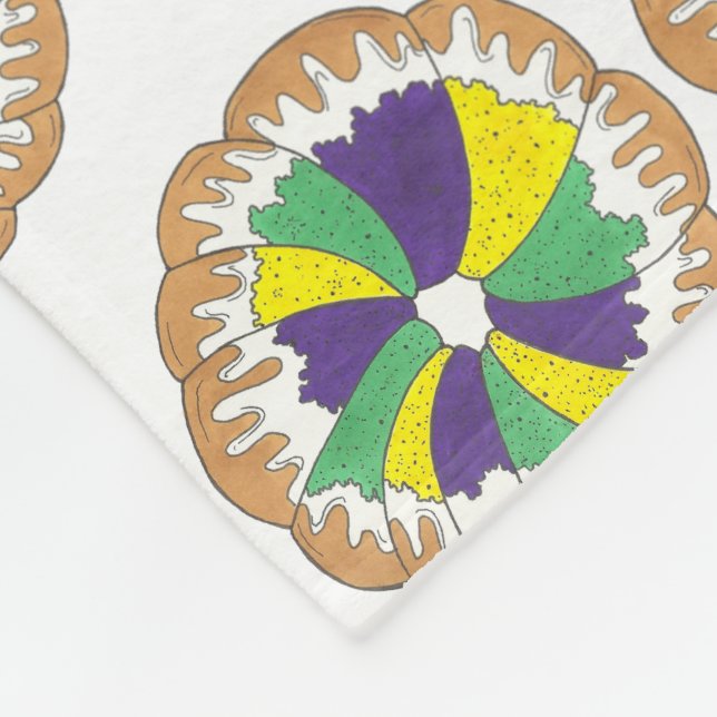 King Cake New Orleans NOLA Mardi Gras Carnival Fleece Blanket (Corner)