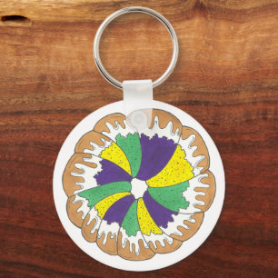 King Cake New Orleans NOLA Mardi Gras Carnival Key Ring