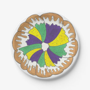 King Cake New Orleans NOLA Mardi Gras Carnival Paper Plate