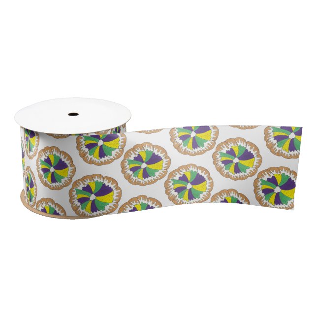 King Cake New Orleans NOLA Mardi Gras Carnival Satin Ribbon (Spool)