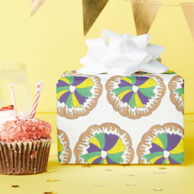 King Cake New Orleans NOLA Mardi Gras Carnival Wrapping Paper (Birthday Party)