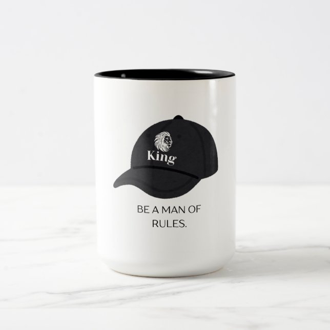 King Cap Silhouette Be A Man Of Rules Motivational Two-Tone Coffee Mug (Center)