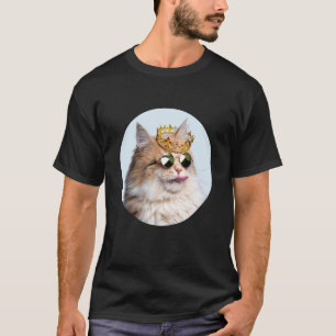 King Cat Funny Graphic Cat T-Shirt Novelty Cat Shi