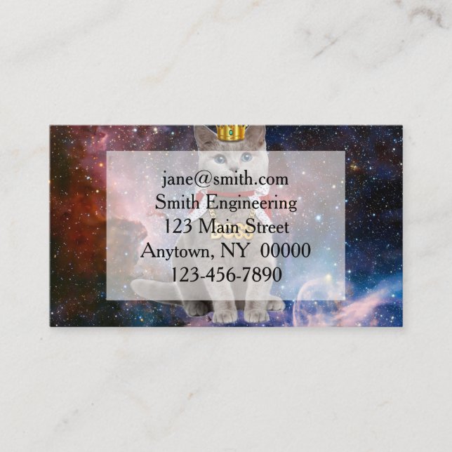 King cat in space business card (Front)