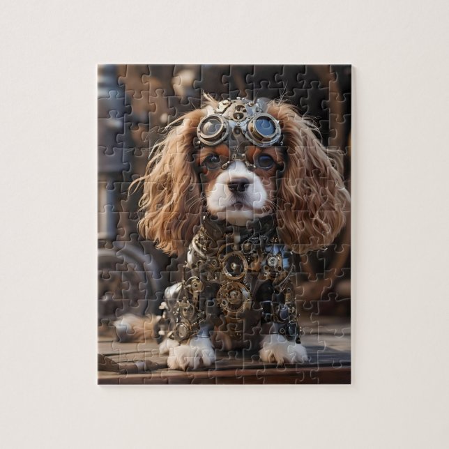 King Cavalier Spaniel Puppy Steampunked, Jigsaw Puzzle (Vertical)