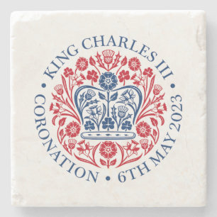 king charles 3rd emblem souvenir square paper coa stone coaster
