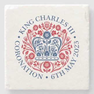 king charles 3rd emblem souvenir  square paper coa stone coaster
