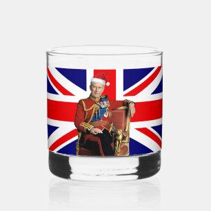 King Charles British Christmas Whiskey Glass