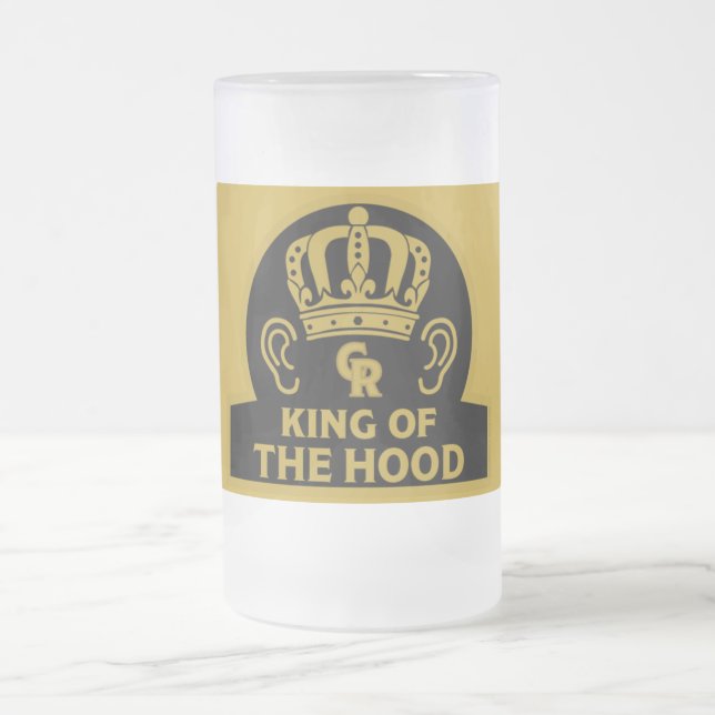 King Charles British Royal Crown  Frosted Glass Beer Mug (Center)