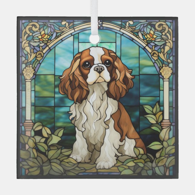 King Charles Cavalier Spaniel Dog Glass Ornament  (Front)