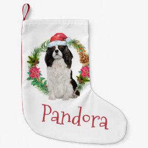 King Charles Cavalier spaniel II Christmas wreath Small Christmas Stocking