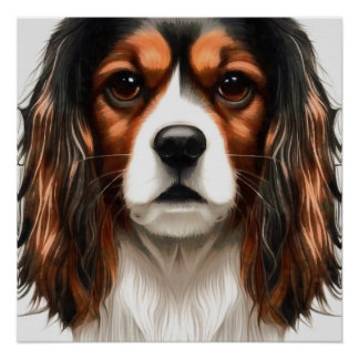King Charles Cavalier Spaniel Pet Portrait Poster