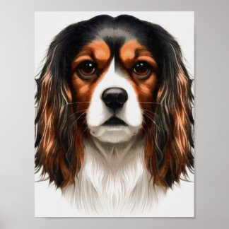 King Charles Cavalier Spaniel Pet Portrait Poster