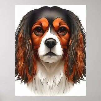 King Charles Cavalier Spaniel Pet Portrait  Poster