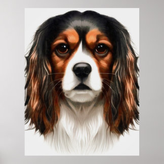 King Charles Cavalier Spaniel Pet Portrait Poster