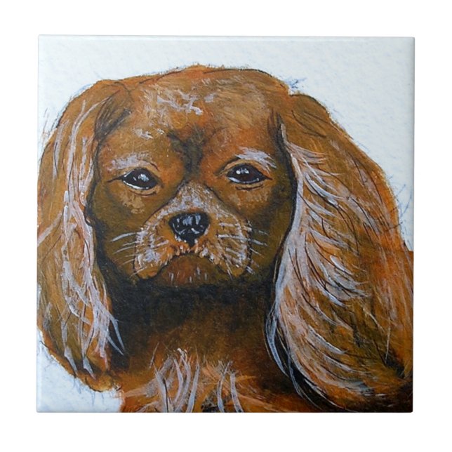 King Charles Cavalier Spaniel red Tile (Front)