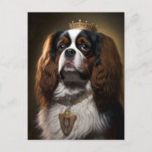 King Charles Cavalier Spaniel with Crown Postcard