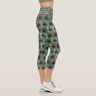 King Charles Cavalier Spaniel With Fern Leaves, Capri Leggings