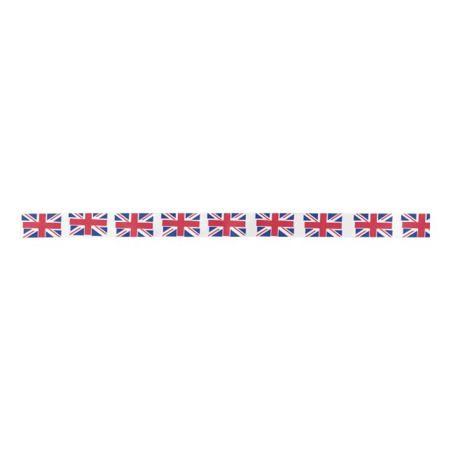 King Charles Coronation British Royal Monarch Flag Satin Ribbon (Front)