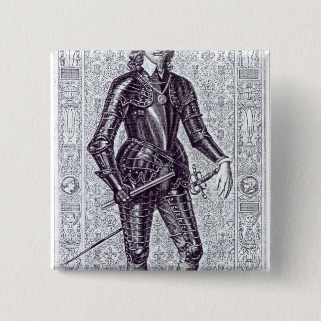 King Charles I 15 Cm Square Badge (Front)