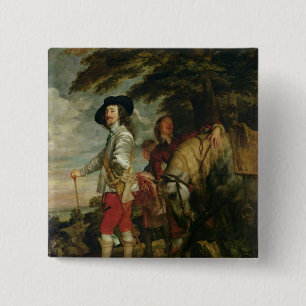 King Charles I of England out Hunting, c.1635 15 Cm Square Badge
