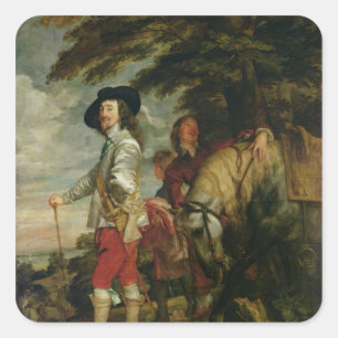 King Charles I of England out Hunting, c.1635 Square Sticker