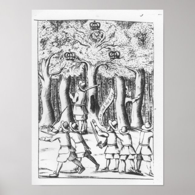 King Charles II  hiding in an oak tree Poster (Front)