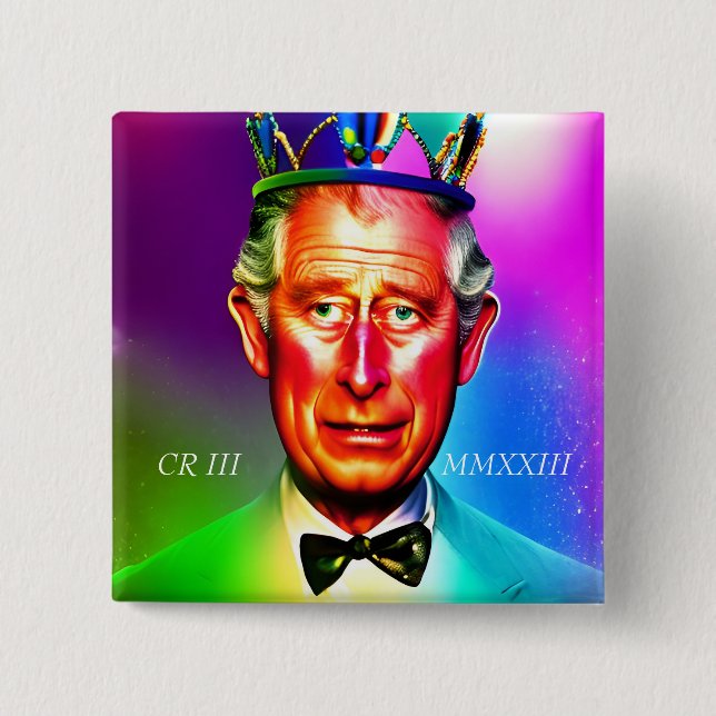 King Charles III 15 Cm Square Badge (Front)