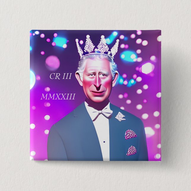 King Charles III 15 Cm Square Badge (Front)