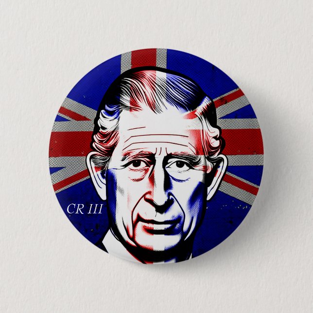 King Charles III 6 Cm Round Badge (Front)