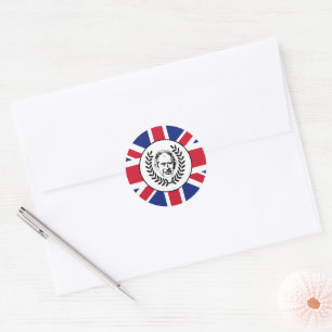 King Charles III and British Union Jack Flag Classic Round Sticker