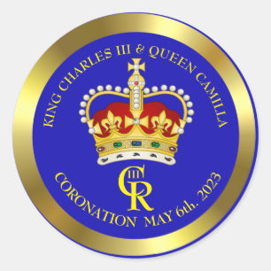 King Charles III and Queen Consort Camilla Clas Classic Round Sticker