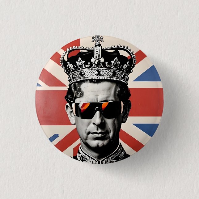 king Charles iii badge pin button union jack  (Front)