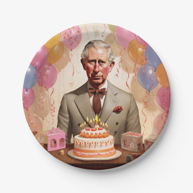 King Charles III Birthday Party Paper Plate (Front)