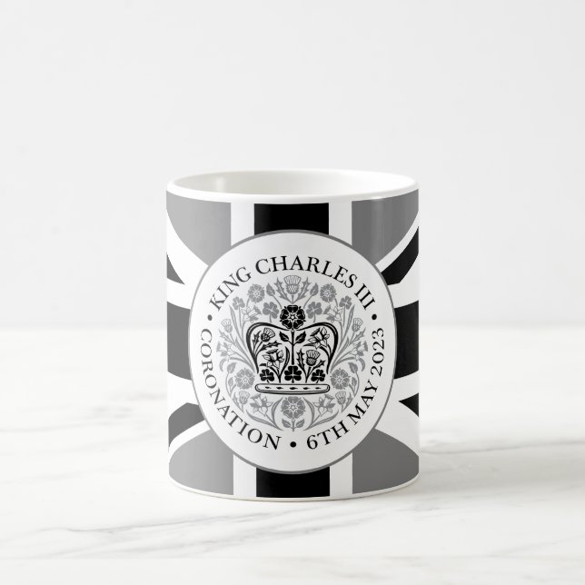 King Charles III Coronation Black Grey Logo Coffee Mug (Center)