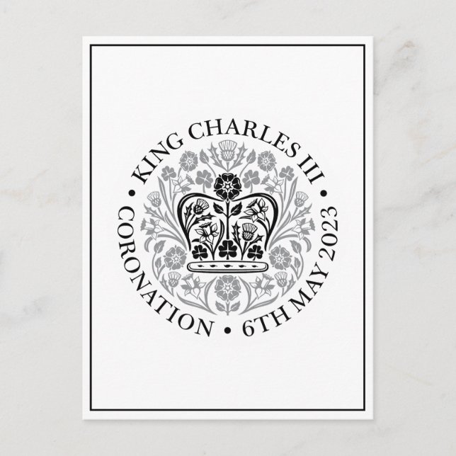 King Charles III Coronation Black Logo Souvenir  Postcard (Front)