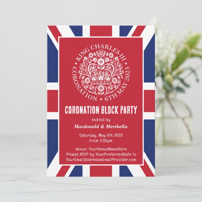 KING CHARLES III CORONATION Block Party Invitation (Standing Front)