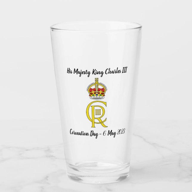 King Charles III Coronation commemorative glass (Front)