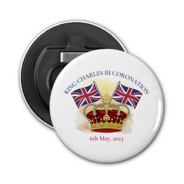 King Charles III Coronation Crown and Flags Bottle Opener (Front)