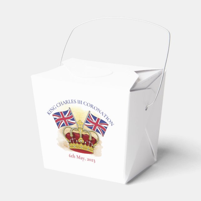 King Charles III Coronation Crown and Flags Favour Box (Front Side)