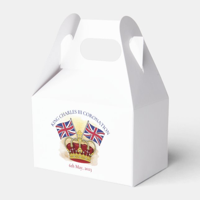 King Charles III Coronation Crown and Flags Favour Box (Front Side)