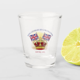 King Charles III Coronation Crown and Flags Shot Glass